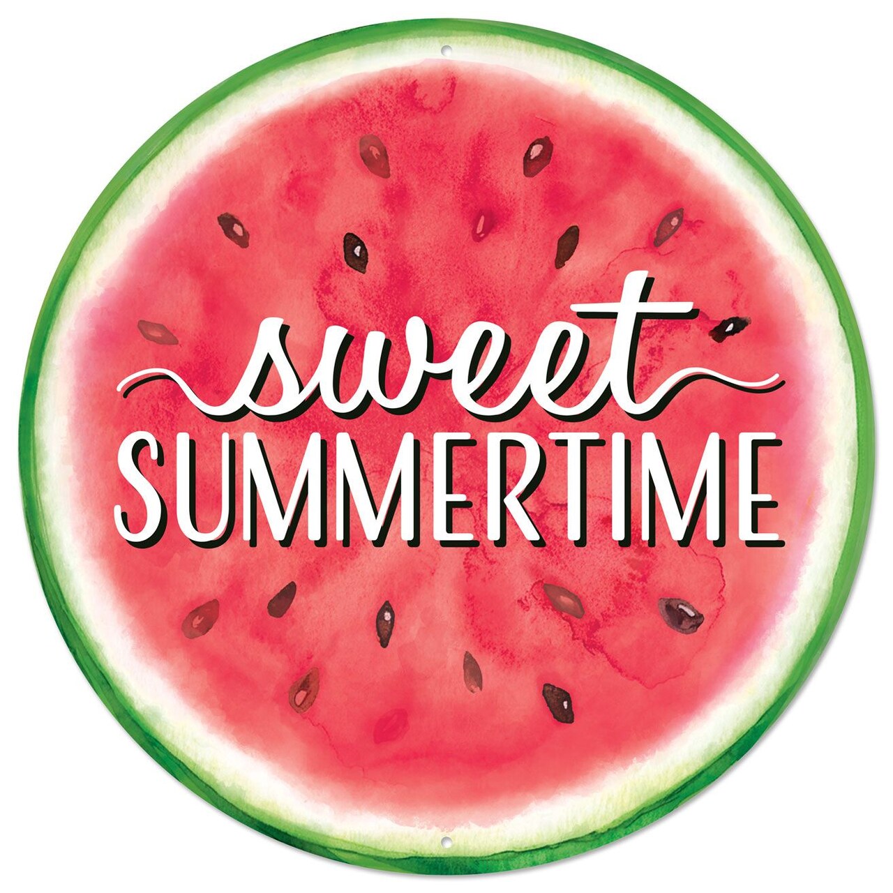 Watermelon 12" Round Sign Sweet Summertime for Wreath Center Attachment, Party & Wall Decorations